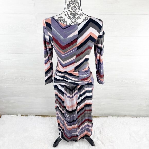 Anthropologie Maeve Novela Chevron 3/4 Sleeve Maxi Dress - Picture 8 of 11
